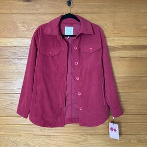 Avec Les Filles pink corduroy button up jacket shacket